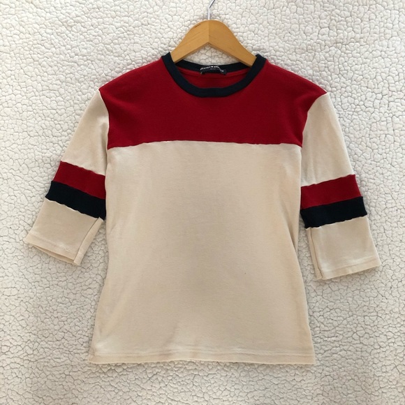 Brandy Melville Tops - Brandy Melville creme red navy quarter sleeve top